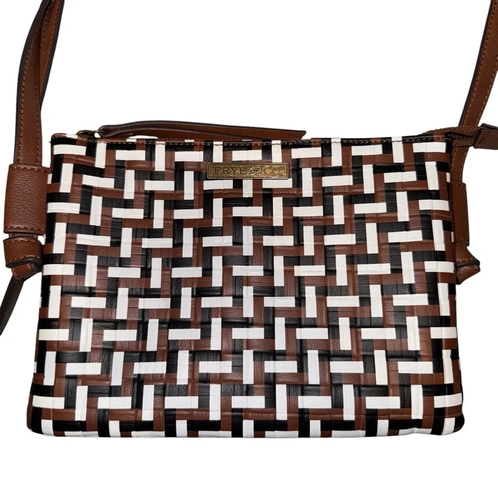 FRYE & CO Multicolor Embossed Woven Braided Crossbody Handbag Bag